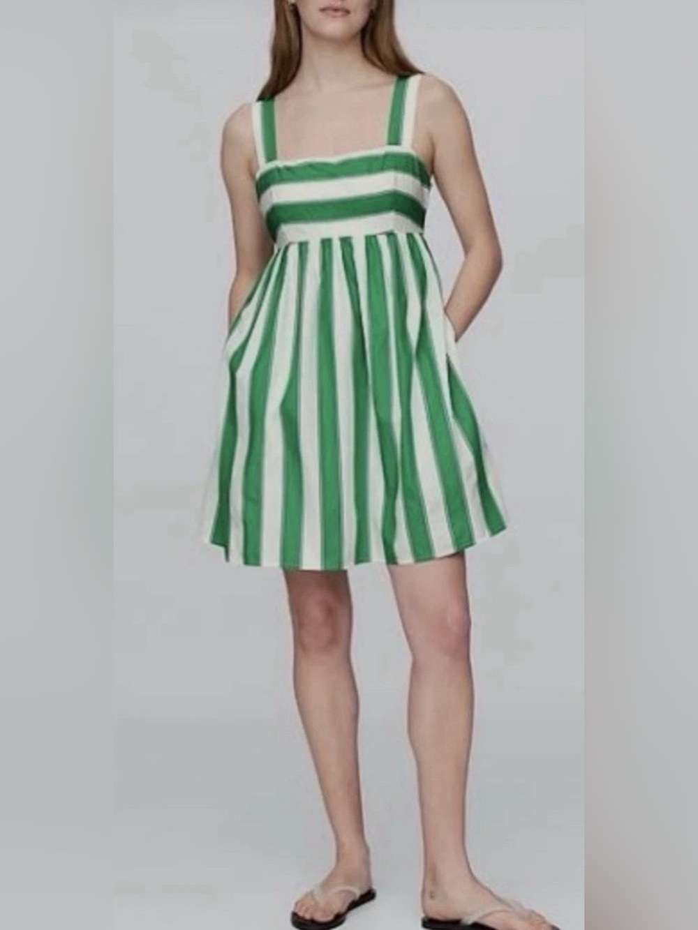 GAP Poplin Tie-Back Mini  Striped White and Blue Dress Size Medium